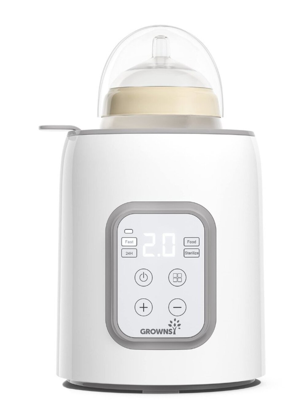 GROWNSY White Baby Bottle Warmer Digital Display 8-in-1 Fast Heating